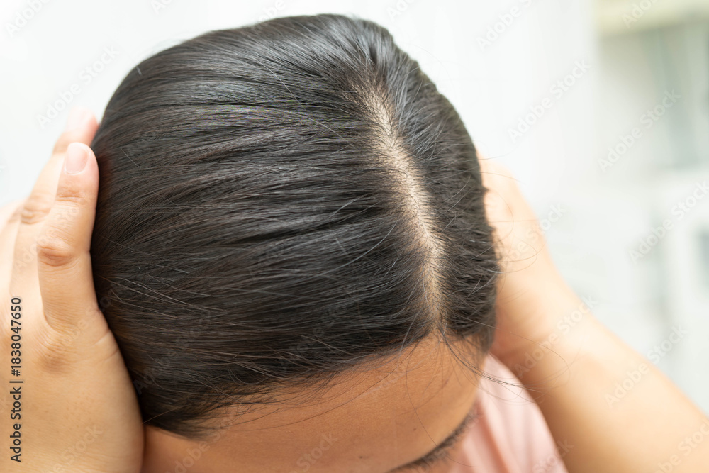 Fototapeta premium Woman with beautiful shine hair care treatment.