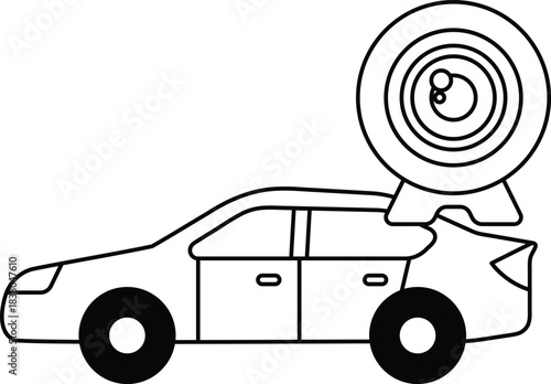 A car with a camera on top of it