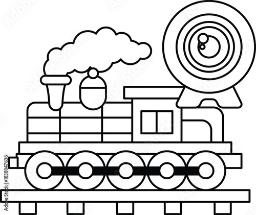 black and white train with webcam clip art preview