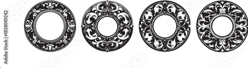 Doodle picture frame, hand drawn line vintage border, classic gallery empty  vector baroque art. Ornamental decoration design elements, round, heart, oval shapes, swirl arch. Picture frame icon