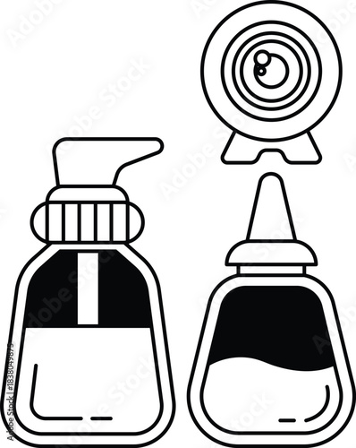 A bottle of soap and a bottle of lotion are shown next to each other