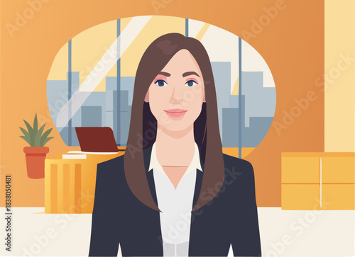 Confident Professional Woman Portrait in Modern Workspace