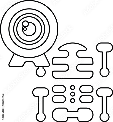 A camera lens is shown with a skull and bones in the background