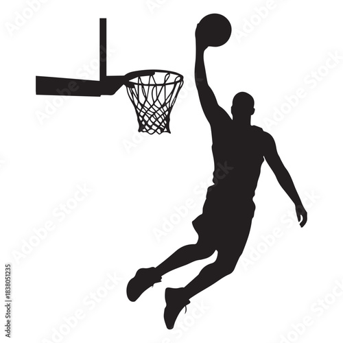 PriBasketball Player Slam Dunk Silhouette Vectornt