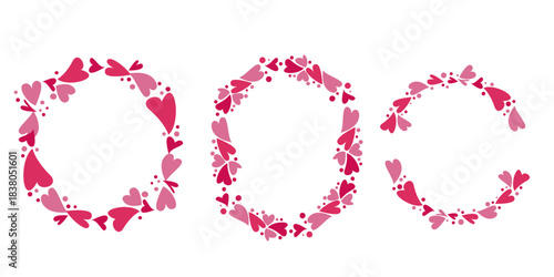 Set of Heart decoration frame. Decorative design frame collection for bridal, Valentine's day and Mother's day design. Vector illustration.