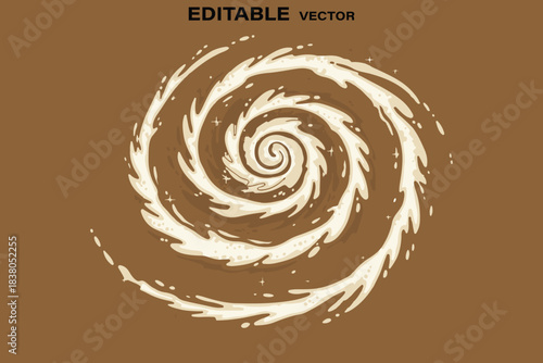 Abstract swirling vortex of light and energy on a brown background