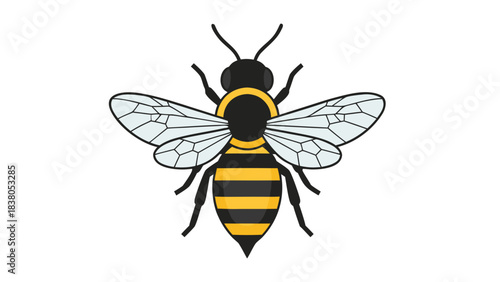 Pixel Art Illustration of a Honey Bee with Black Yellow Stripes and Translucent Wings on a Dark Background