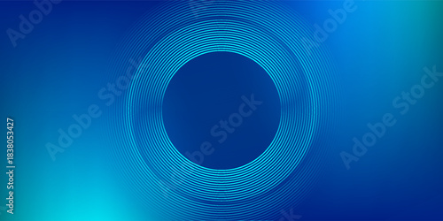 Blue-green gradient studio room, abstract background pattern, walls and floor reflect neon lights, dark tones and feel  speed of digital technology connected blue-green background. Future technology.