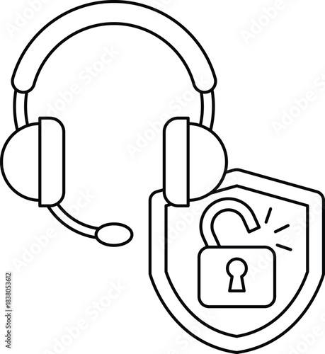 A black and white image of a headset
