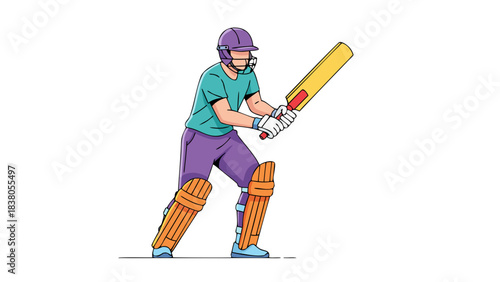 Pixel Art Style Cricket Player Batting Wearing Helmet Pads and Protective Gear in a Stance on a Black Background