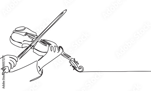 Continuous Line Drawing of a Violinist Playing Music