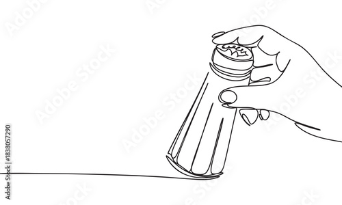Continuous Line Drawing of a Hand Shaking a Salt Shaker