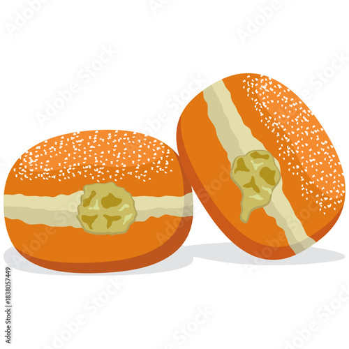 freshly baked cream filled donuts.