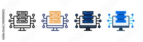 Data Streaming Icon Multiple Style Collection Set 