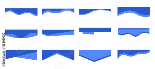 Header website divider border template, curve wavy separator, modern bottom section. Abstract banner cover collection. 