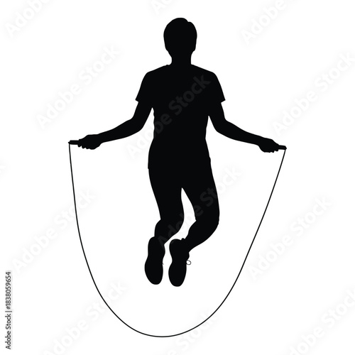 Silhouette of a person jumping rope a simple exercise illustration