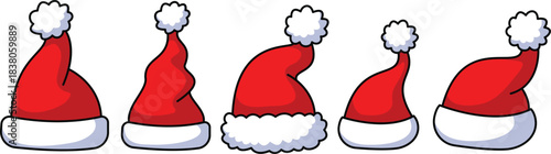 Set of Cartoon Christmas Santa Hats vector