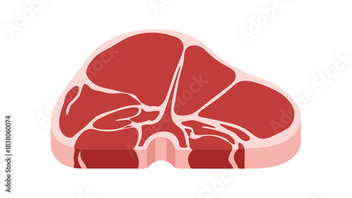 Raw T Bone Steak Cut of Beef with Marbling and Bone Center Isolated on Black Background High Detail Pixel Art Style