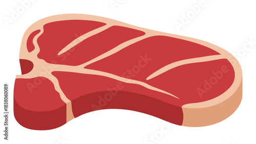 Raw T Bone Steak Isolated On Black Background A Single Raw Cut Of Meat With Marbling Fat And Bone Detailed Food Illustration For Culinary Use And Grilling Preparation