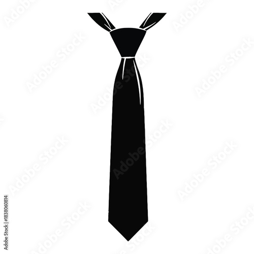 A simple black necktie illustration against a clean white background