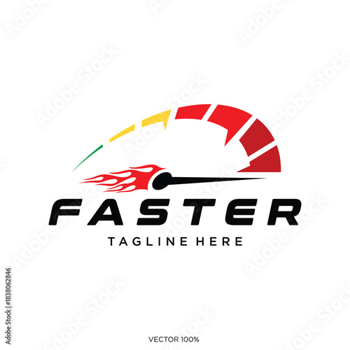 Dynamic Speedometer Logo with Fiery Needle 
