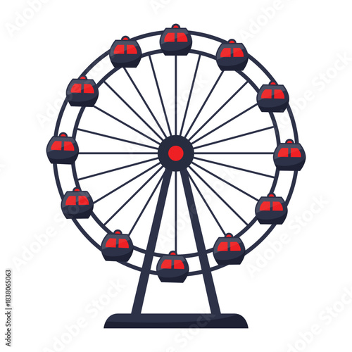Ferris Wheel Flat Vector Illustration