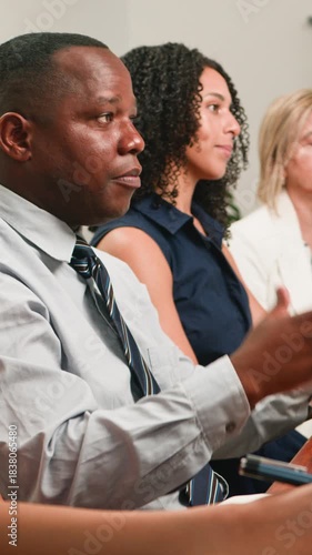 Diverse Business Professionals Engaged in a Corporate Meeting, Collaborating on Strategy and Future Growth