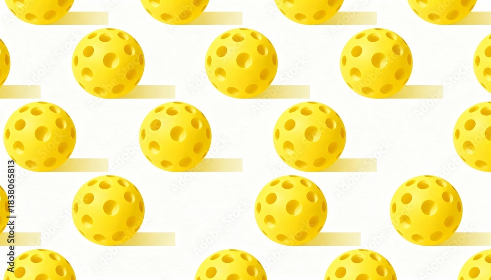 Obraz premium A seamless pattern background of yellow pickleballs on a white background.