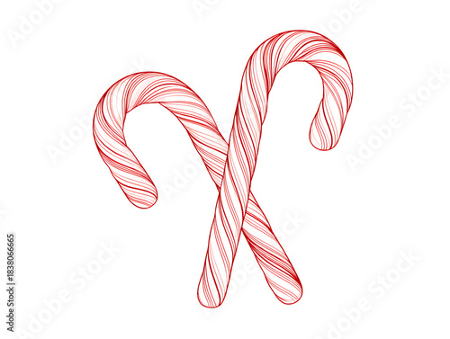 Christmas candy canes isolated on white background