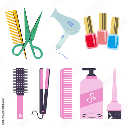 Set of Hair Salon Tools Illustration