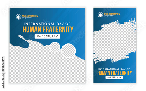 International Human Fraternity Day Banner & Social Media Story Template Editable Design