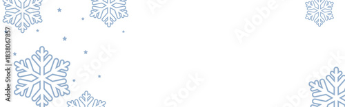 Clean winter background with pale blue geometric snowflakes and tiny stars on white, leaving ample copy space for Christmas greetings, holiday banners, invitations, and seasonal promotional designs.