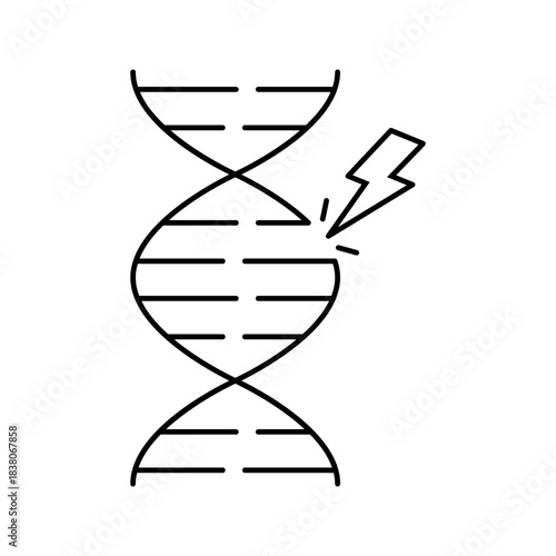 dna double helix with lightning bolt representing genetic damage or mutation icon vector