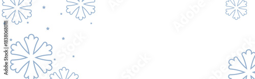 Clean winter background with pale blue geometric snowflakes and tiny stars on white, leaving ample copy space for Christmas greetings, holiday banners, invitations, and seasonal promotional designs.