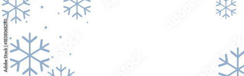 Clean winter background with pale blue geometric snowflakes and tiny stars on white, leaving ample copy space for Christmas greetings, holiday banners, invitations, and seasonal promotional designs.