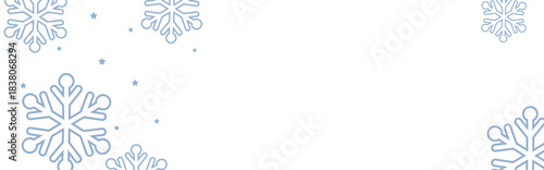 Clean winter background with pale blue geometric snowflakes and tiny stars on white, leaving ample copy space for Christmas greetings, holiday banners, invitations, and seasonal promotional designs.