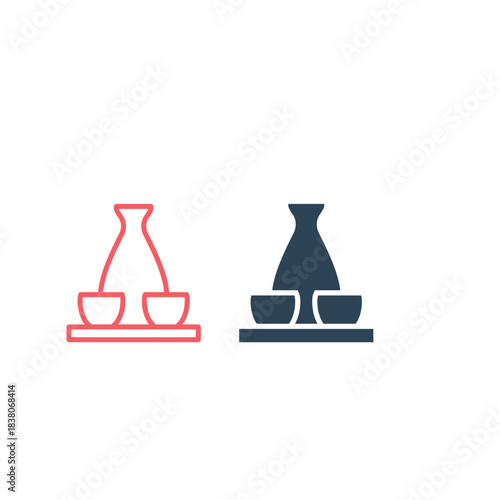Sake icons set logo template design illustration