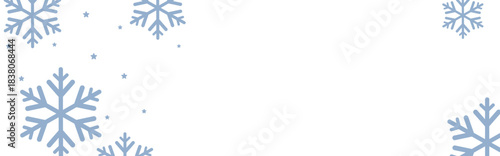 Clean winter background with pale blue geometric snowflakes and tiny stars on white, leaving ample copy space for Christmas greetings, holiday banners, invitations, and seasonal promotional designs.