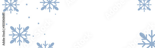 Clean winter background with pale blue geometric snowflakes and tiny stars on white, leaving ample copy space for Christmas greetings, holiday banners, invitations, and seasonal promotional designs.