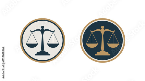 Legal justice scales emblems depicting fairness and impartiality.