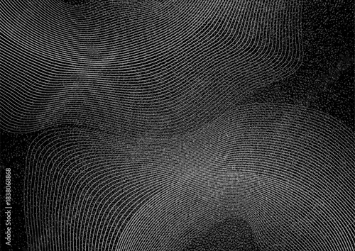Wallpaper Mural Abstract monochrome wavy curved lines with grunge grainy texture background. Geometric linear vector design Torontodigital.ca