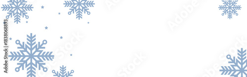 Clean winter background with pale blue geometric snowflakes and tiny stars on white, leaving ample copy space for Christmas greetings, holiday banners, invitations, and seasonal promotional designs.