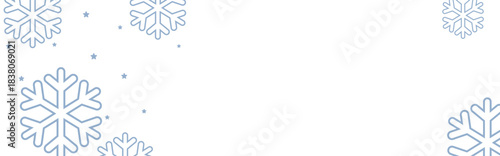 Clean winter background with pale blue geometric snowflakes and tiny stars on white, leaving ample copy space for Christmas greetings, holiday banners, invitations, and seasonal promotional designs.