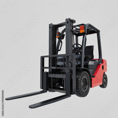 Industrial forklift truck front view isolated