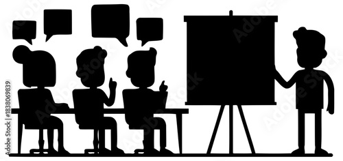 students and teacher sillouette vector