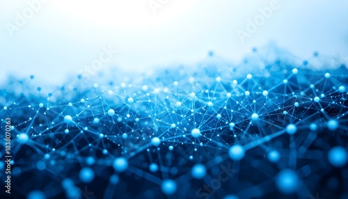 Blue Network Technology Background with Abstract Dots and Lines – AI and Modern Connectivity Concept