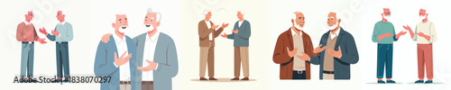 vector 2 grandpa talking casually with open hand gestures