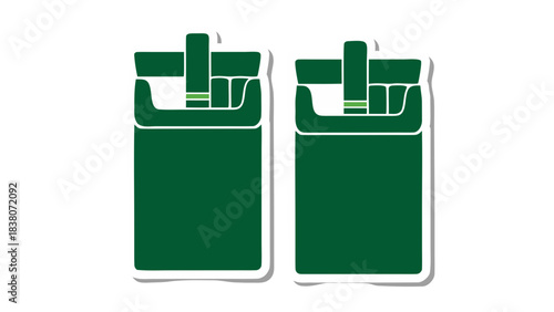 Two Green Packs of Cigarettes Open Showing Filter Tips with Green Bands Isolated on Black Background Simple Graphic Design Tobacco Product Addiction and Habit Concept