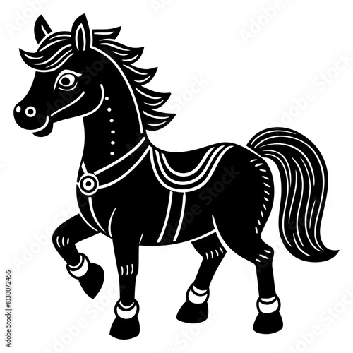 Chinese New Year Horse Silhouette Illustration.Lunar New Year Horse Symbol Vector eps 10