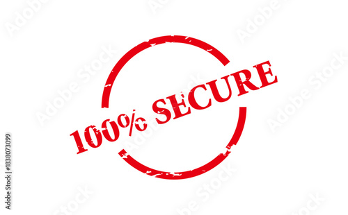 100% SECURE - Red Rubber Stamp with text 100% SECURE

